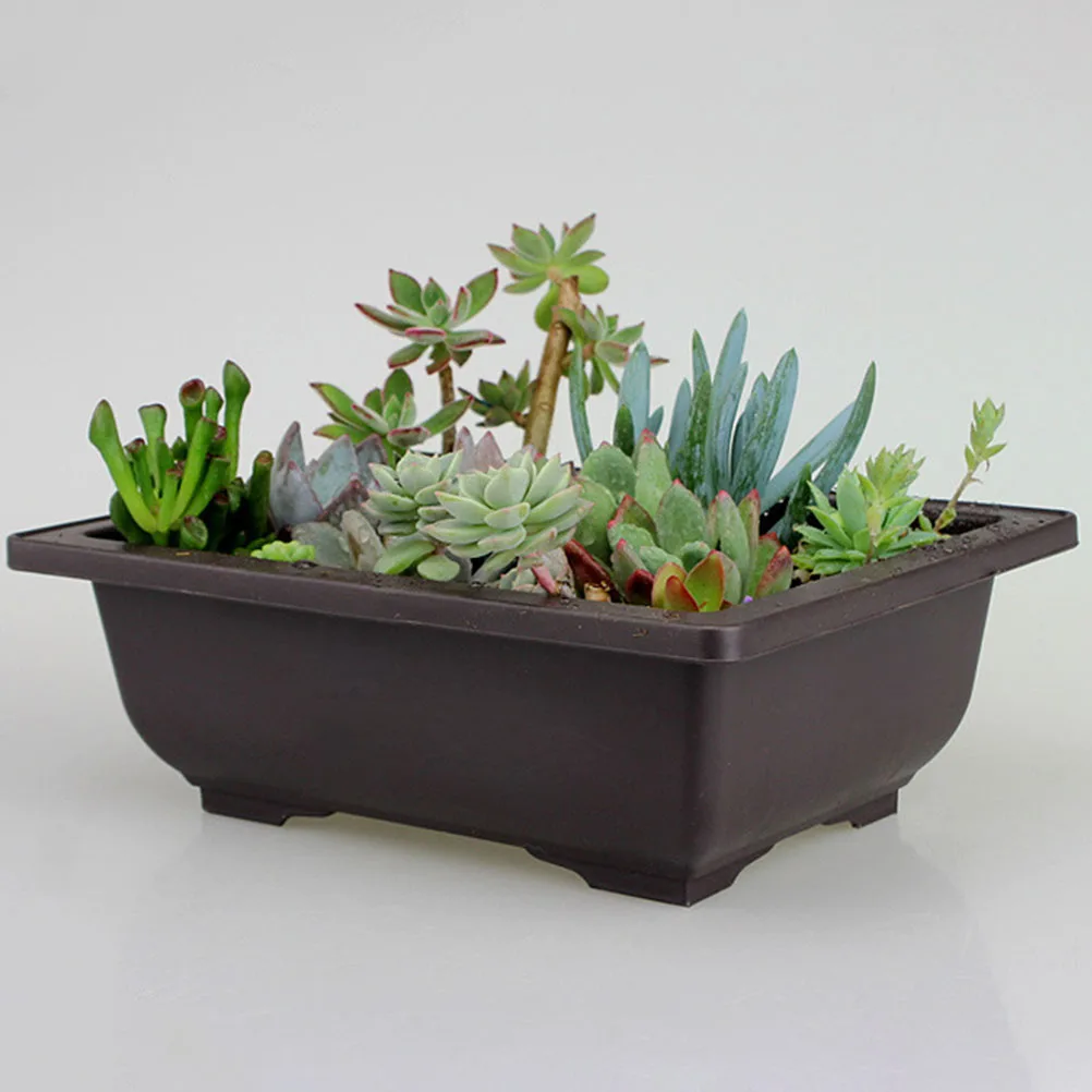 

5pcs Rectangular Flower Pot Plastic Planter Household Bonsai Container Garden Breathable Lightweight