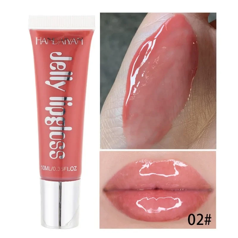 EOEKKY-manguera de Color caramelo, brillo de labios de gelatina, brillo de labios de vidrio transparente, esmalte de labios de espejo, hidrata los labios de Toot de las niñas