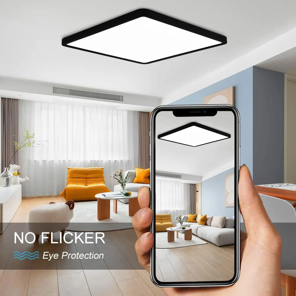 Moderna Luz de Teto LED com Controle Remoto, Luzes Lustre Reguláveis, Controle de Voz, Tuya Smart APP, Alexa, Sala, Quarto