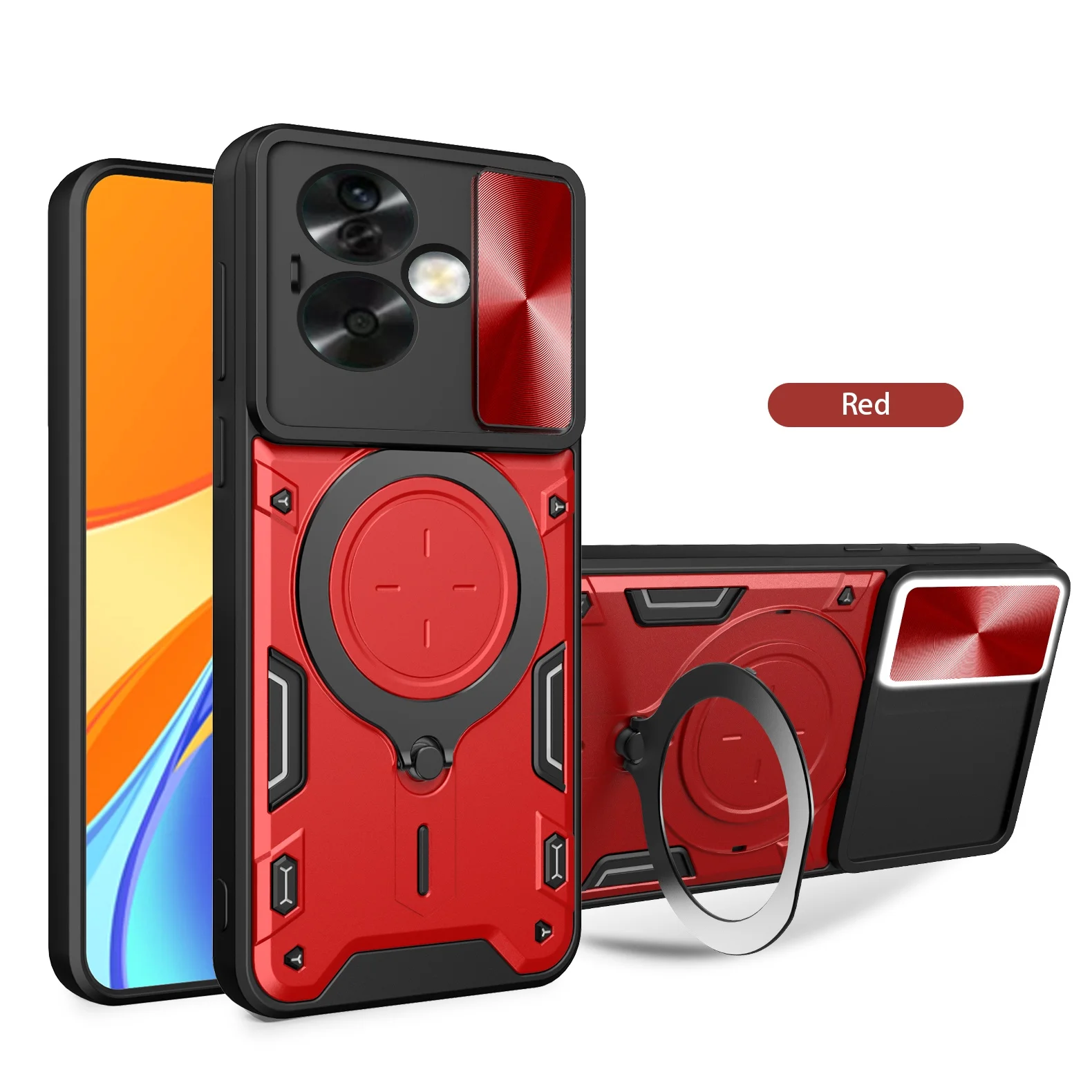 For OPPO A79 5G Phone Case OPPO A79 5G Case Heavy Duty Rugged Armor Magnetic Bracket CaseSlide Camera Protection Cover