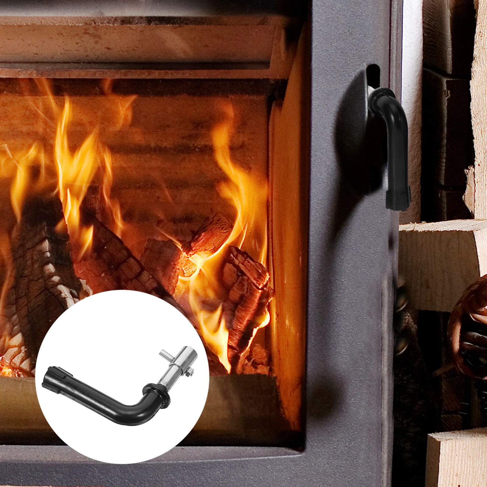 

Replacement Bakelite Handle for Stove Door - Heat Resistant Metal Grip for Boiler Oven Fireplace Safety Upgrade Kit