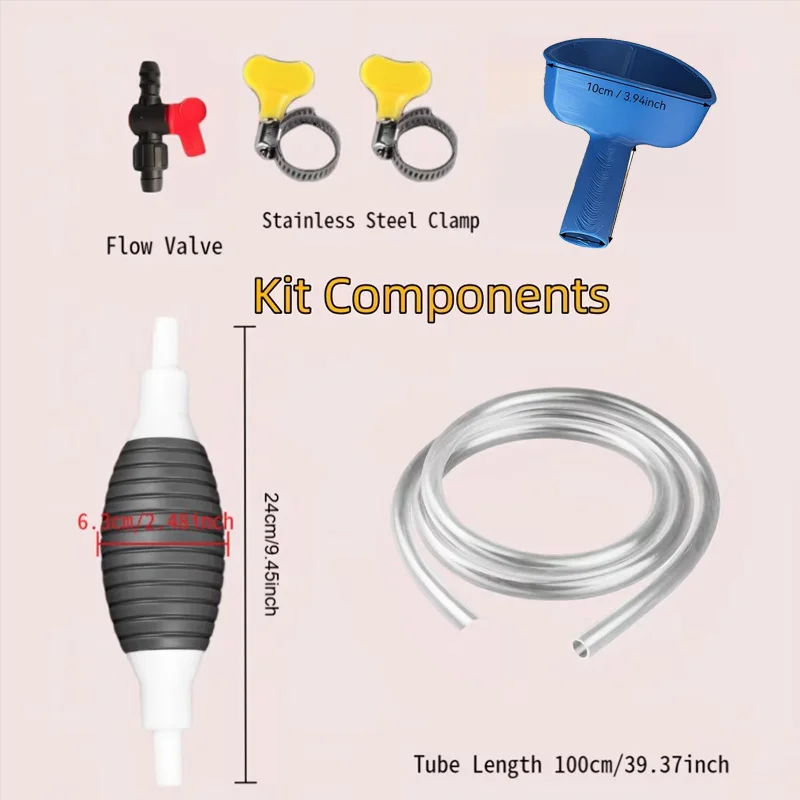 

Portable Siphon Pump Kit,RV Fresh Water Tank Filler Funnel, Easy Install Utility Funnel for RV, Trailer, Camping