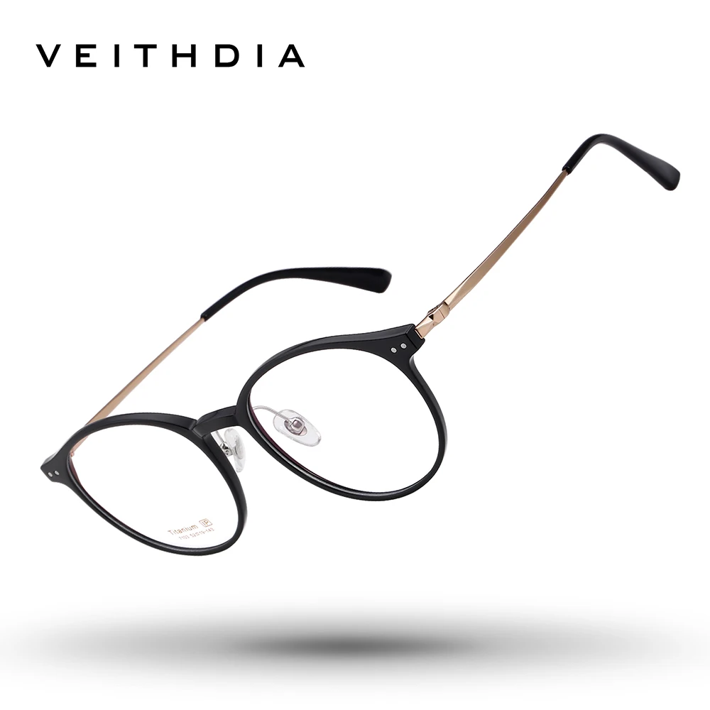 VEITHDIA Glasses Optical Titanium+TR90 Frame Customizable Prescription Lenses Eyeglasses Men Women Myopia Computer Eyewear V7103