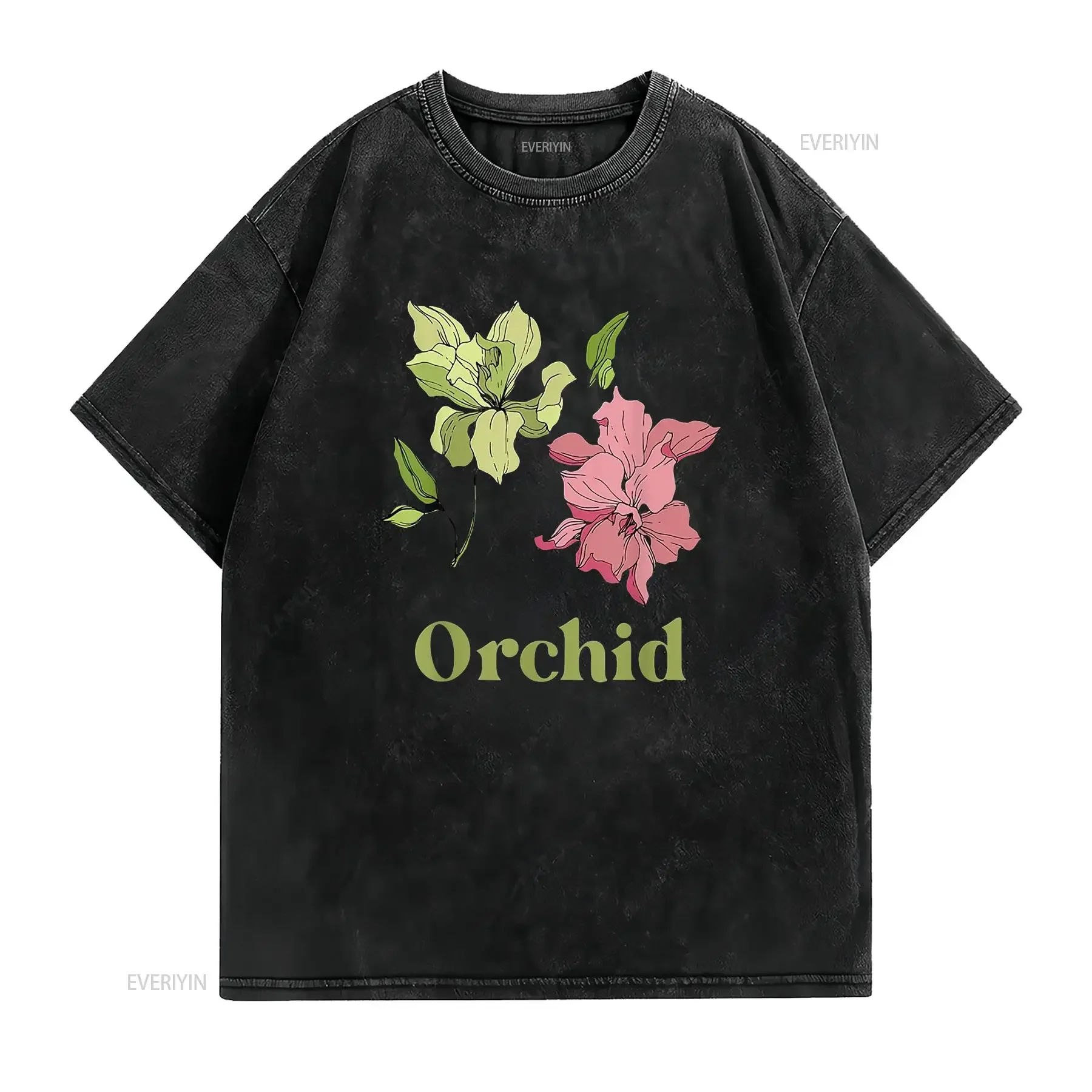 Womens Orchid Flower Floral Women s Or Girls Classic T Shirt vintage Washed graphic Slightly designer clothes Breathable Unisex