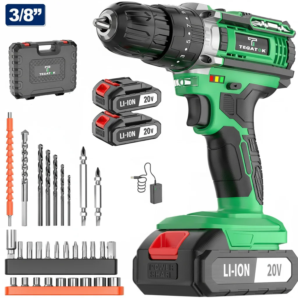 

Электрическая ударная дрель-шуруповерт с LED-подсветкой, 2 скорости, 20+3 режимов сверления, инструмент для DIY, совместим с аккумулятором Makita 20V