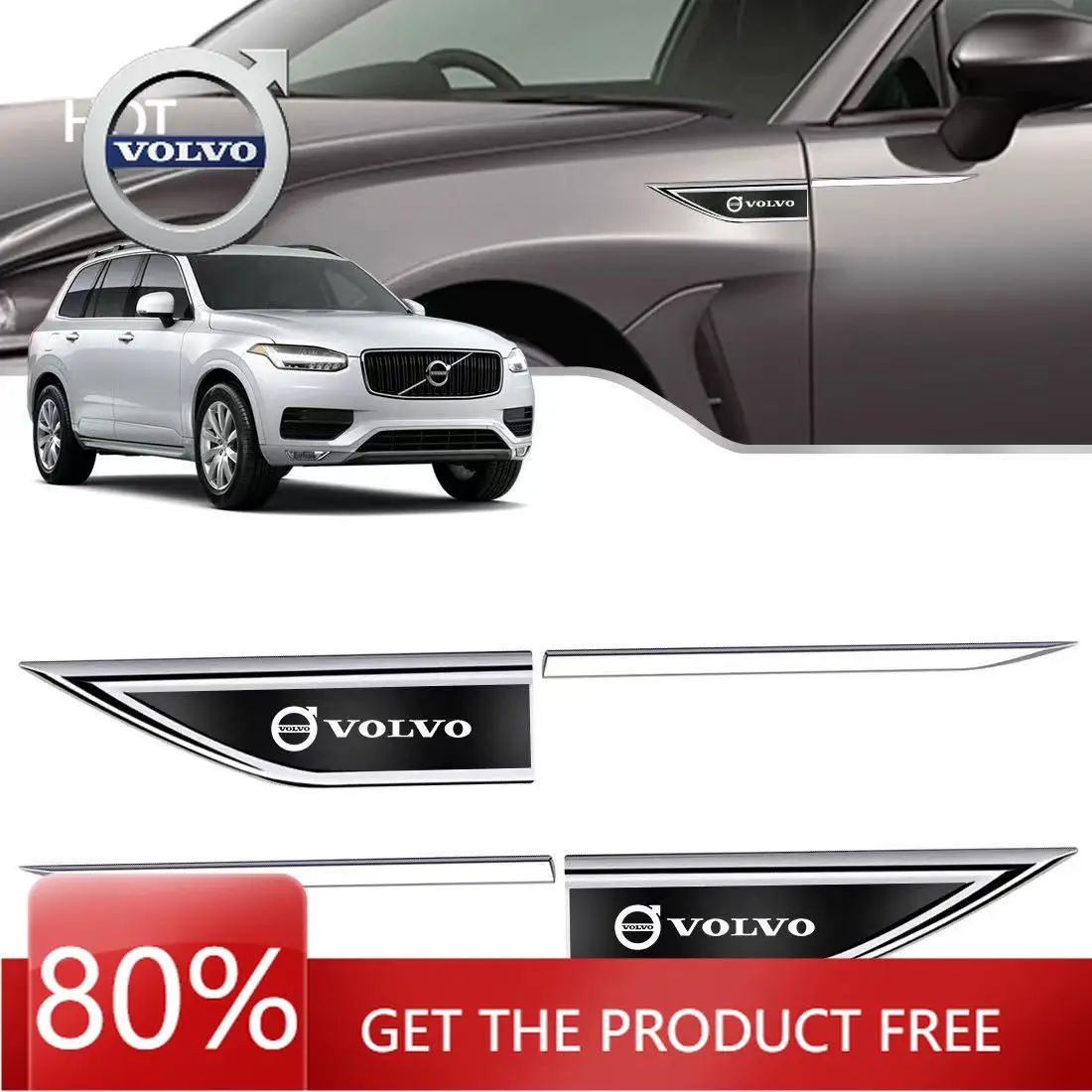 

2026 Hot For VOLVO 3D Metal Car Logo Sticker Auto Body Decoration Styling Decals For Volvo ES90 EC40 EX40 EM90 XC90 V90 V60 XC60