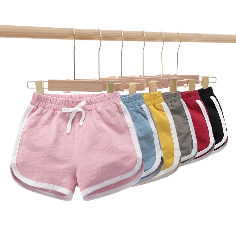 80-170 Cotton Casual sweatpants Summer Girls Boys Shorts Boys Swimming Trunks Candy Color Children\'s Shorts Kids Beach Clothing