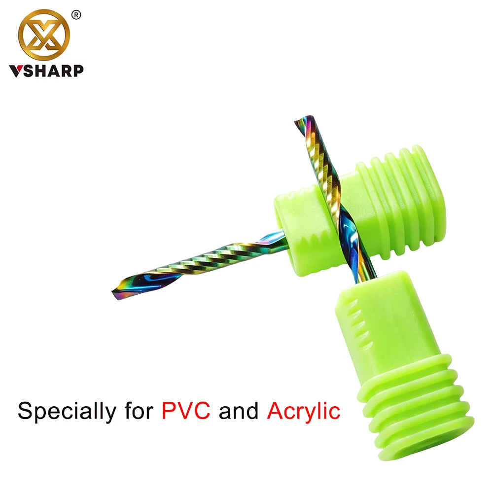 AAA Level Colorful 1 Flute Spiral End Mill Acrylic Engraving Milling Cutter PVC Plastic Plates Cutting CNC Tool