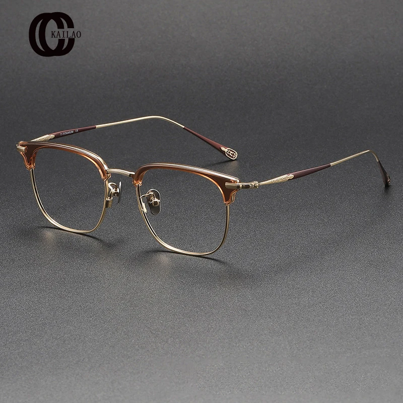 

2024 New 80901 titanium Rectangle Eyeglass Frame Men And Women High Quality Fashion Designer Handwork Personalized Glasses