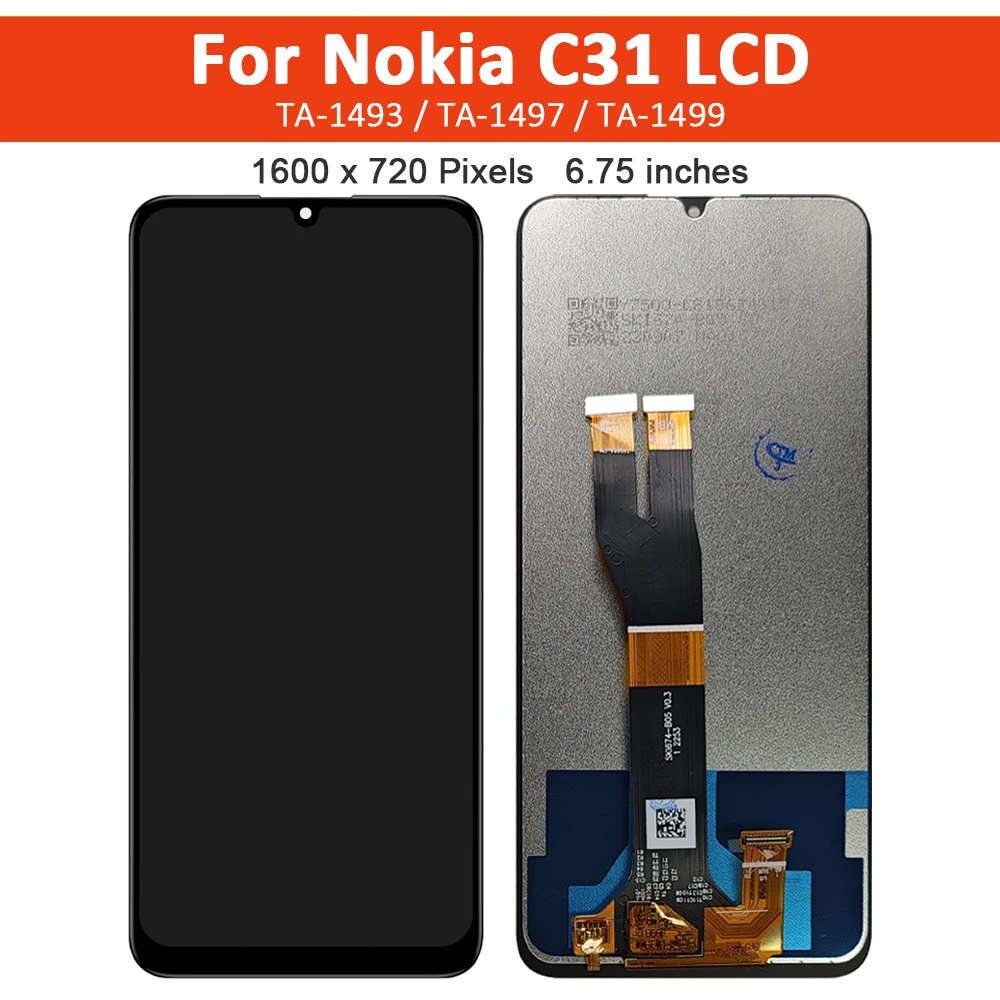 Original 6.75" LCD Touch Screen Digitizer Assembly for Nokia C31 TA-1493/TA-1497/TA-1499 - Replacement