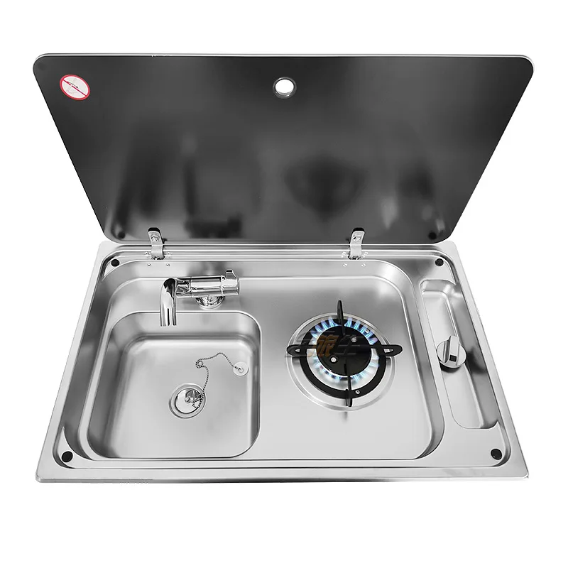 RV Hidden Single-head Stove, Folding with Sink, Multi-functional Sink, Kitchen Gas Stove and Sink Two-in-one