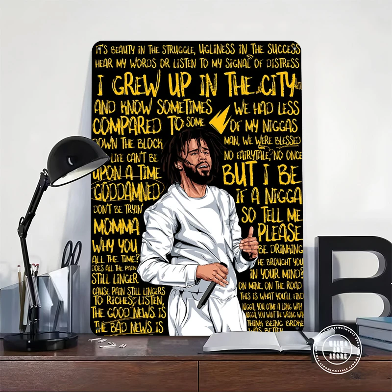 J Cole Metal Poster Customized Wall Art Retro Vintage Metal Signs for Man Cave Interior Decoration Living Room Accessories House