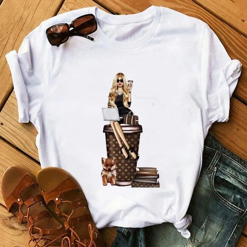 

Fashion Print T-shirt Women Funny Graphic Retro Niche Short-sleeved Street Short-sleeved Y2K T-shirt Personalized Casual Top