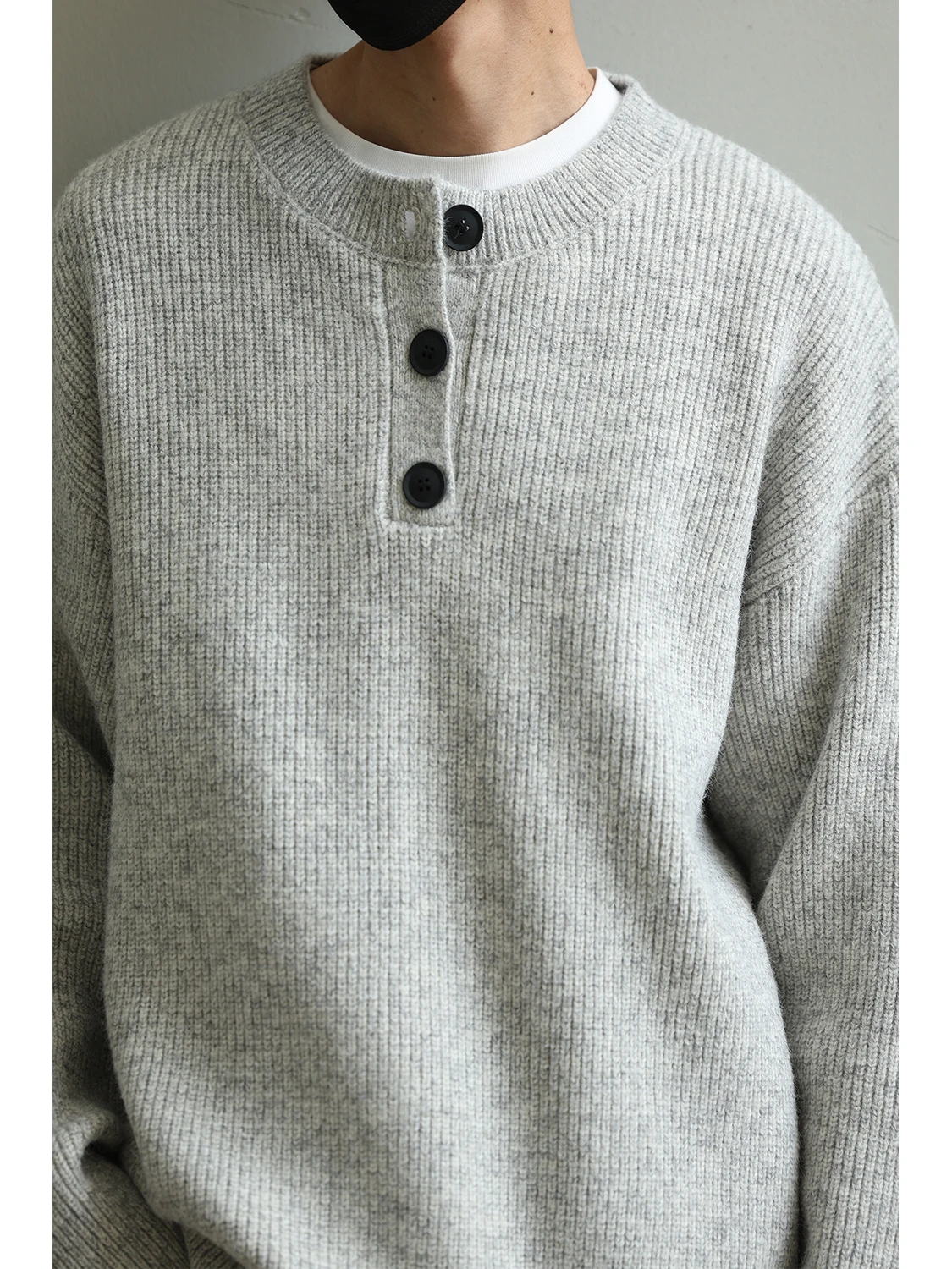 

LH Store Spring Autumn Vintage Lazy Sle Henry Collar Sweater Men Trend High Sense round Ne Knitted Outerwear Japanese Retro