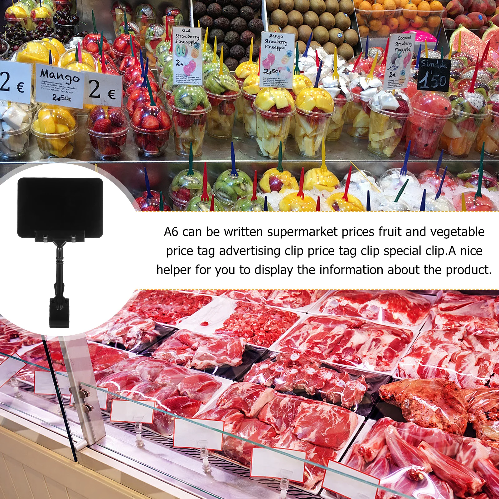 

3pcs Price Tag Chalkboard Clips Display Stand For Fruits Vegetable Small Light Easy Carry Information Board Sign Rack