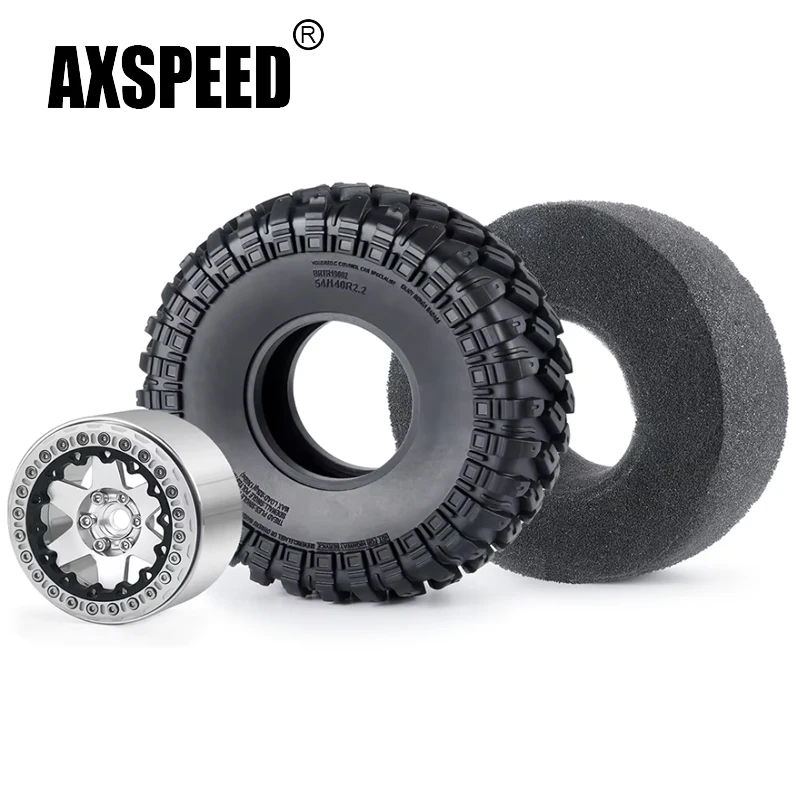

AXSPEED 2.2" Beadlock Wheel Rim Hub Rubber Tire Outer Inner Wheel Rings for 1/10 RC Car Axial Wraith 90048 90053 Hammer Rey 4WD