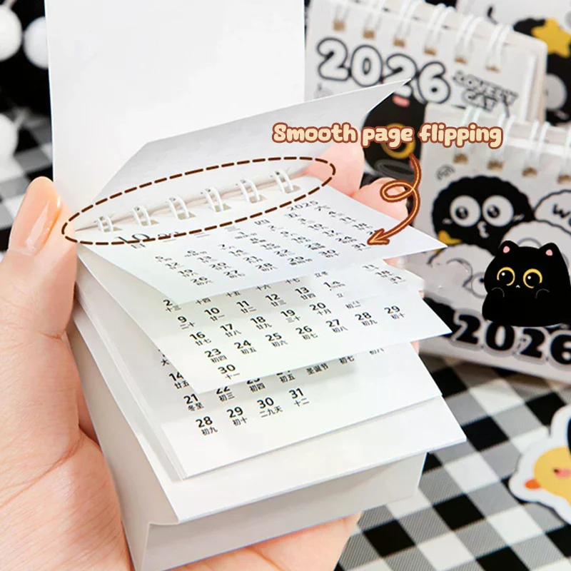 2PCS Random Mini 2026 Calendar Portable Cute Cat Office School Supplies Calendar Monthly Planner Desk Accessories Decor Record