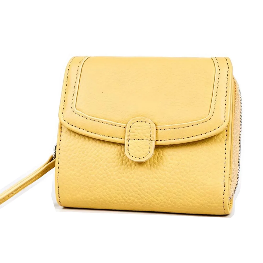 Small Women Genuine Leather Wallet Short Folding Cowhide Zipper Coin Purse RFID Mini Multi Card Holder Case