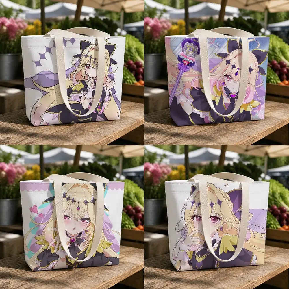Moria Luruka Star Detective Precure Laser Printed Canvas Tote Bag with Zipper for Work School and Travel