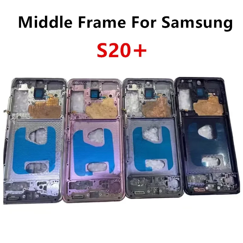 S20Plus For Samsung Galaxy S20 Plus G985 Middle Frame Housing Board LCD Faceplate Bezel Replace Repair Parts + Side Buttons
