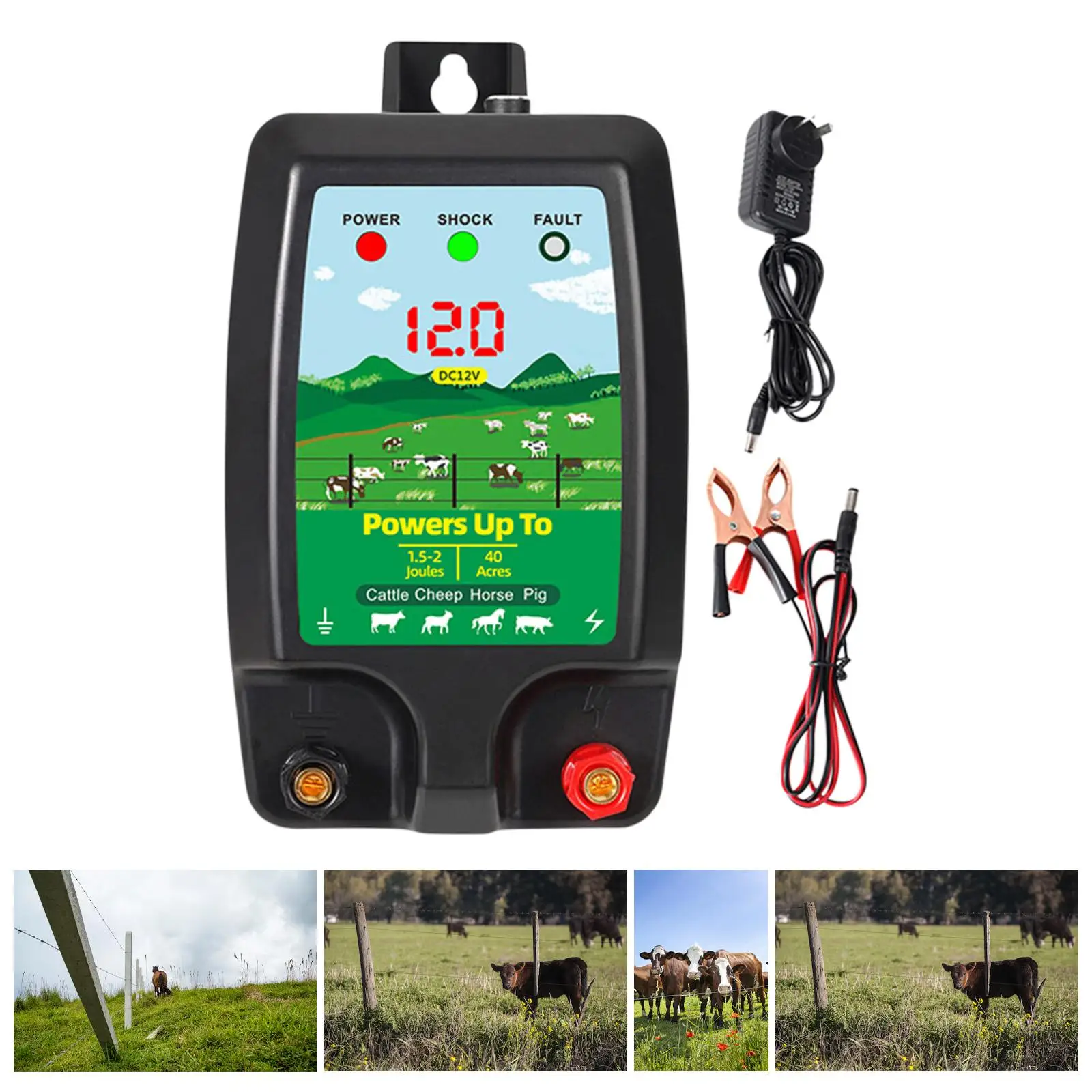 

Electric Fence Energizer Electric Fence Charger for Poultry Lawn Livestock