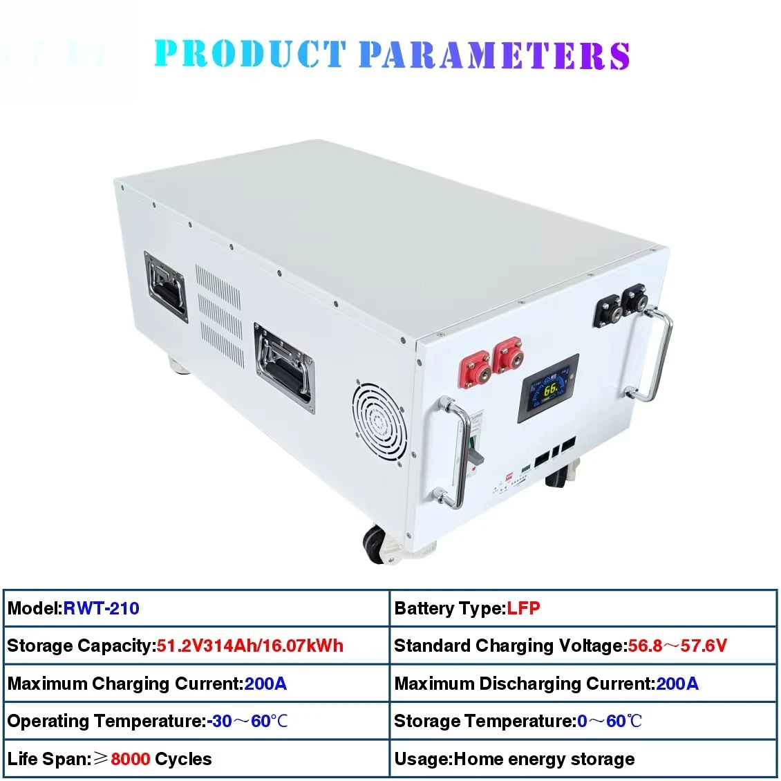 RWT سعة كبيرة تخزين البطارية الشمسية بطارية ليثيوم 12 فولت 50ah 100ah 120ah 150ah 200ah 280ah 300ah 51.2v 300ah 314ah Lifepo4 #3