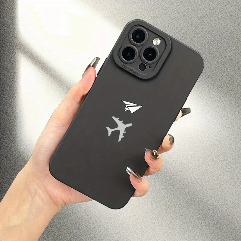 قطعة واحدة من حافظة الهاتف الورقية المطبوعة على شكل طائرة، مناسبة لهواتف iPhone 17، 16، 15، Plus، Pro، Max - يمكن استخدامها كما