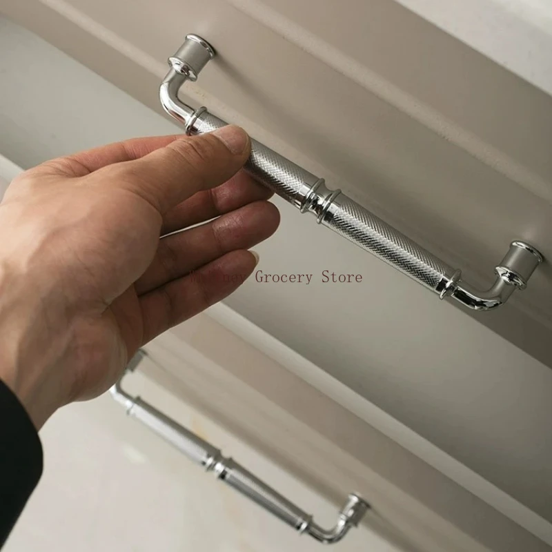 

Silver Knurled/Textured Thickened Kitchen Cabinet Knobs And Furniture Drawers Bedroom Brass T Bar Wardrobe Handle Hardware Knobs