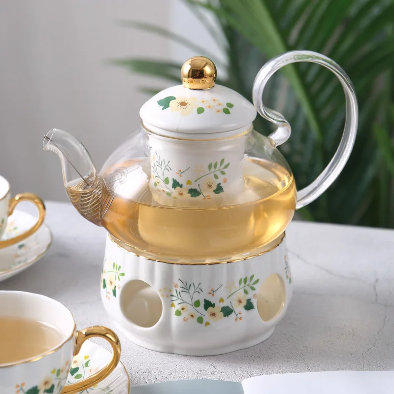 Teaware Set English Afternoon Tea Scented Tea Teaware Candle Boiling Tea Glass Teapot Ceramics