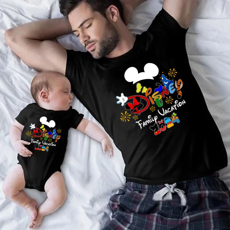 2024 Disney Family Vacation Father Mother-kids Family Matching Outfits Funny Disneyland Family Look