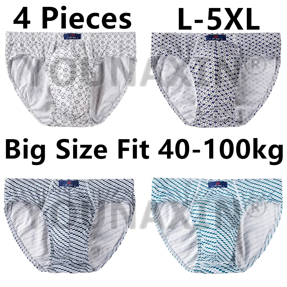 4 Pack Men Plus Size Underwear Briefs Knickers Panties Undershorts Middle-aged And Elderly Cotton Undies L XL 2XL 3XL 4XL 5XL