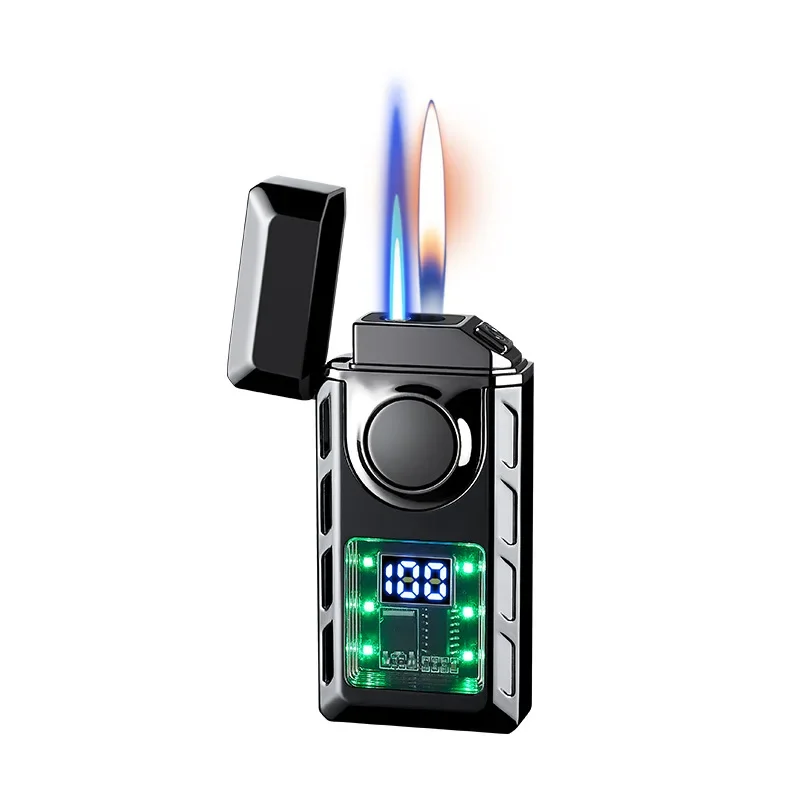 New Arc Ignition, Intelligent Power Display, Dual Flame Lighter, Direct Injection and Open Flame Inflatable Lighter