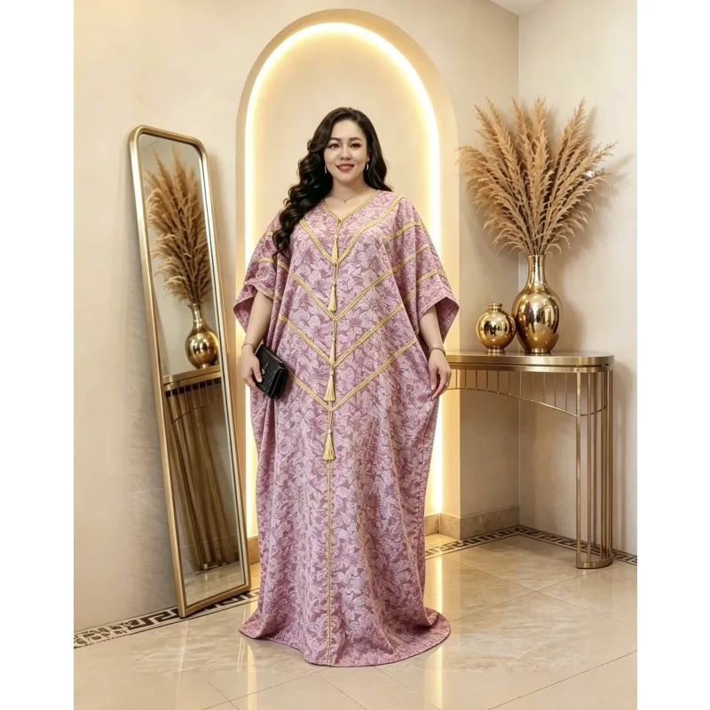 Africa Clothing African Wedding Party Dresses for Women 2026 Spring Summer African Half Sleeve V-neck Plus Size Long Dress Gowns