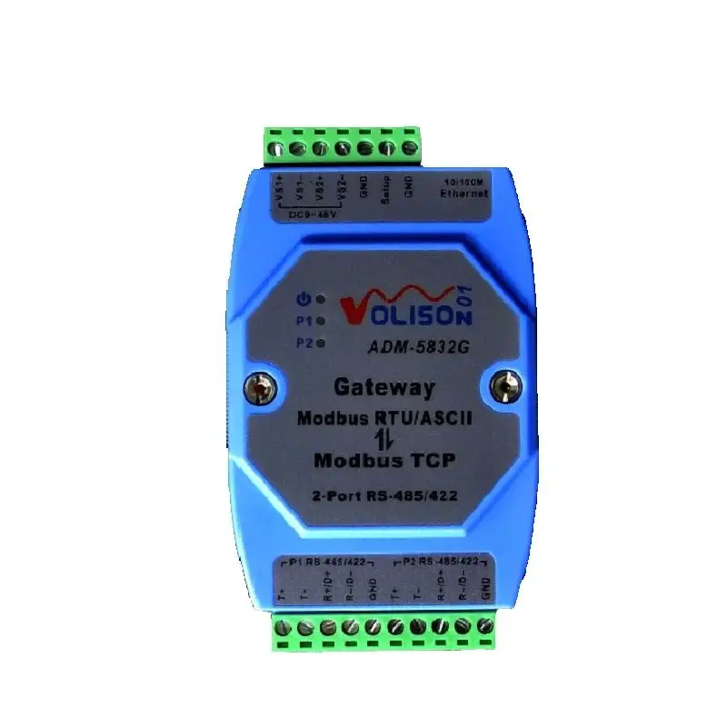 32-bit arm Cortex-M3 CPU MODBUS Gateway Industrial Level 2 Port RS485 / 422 Modbus RTU to Modbus TCP