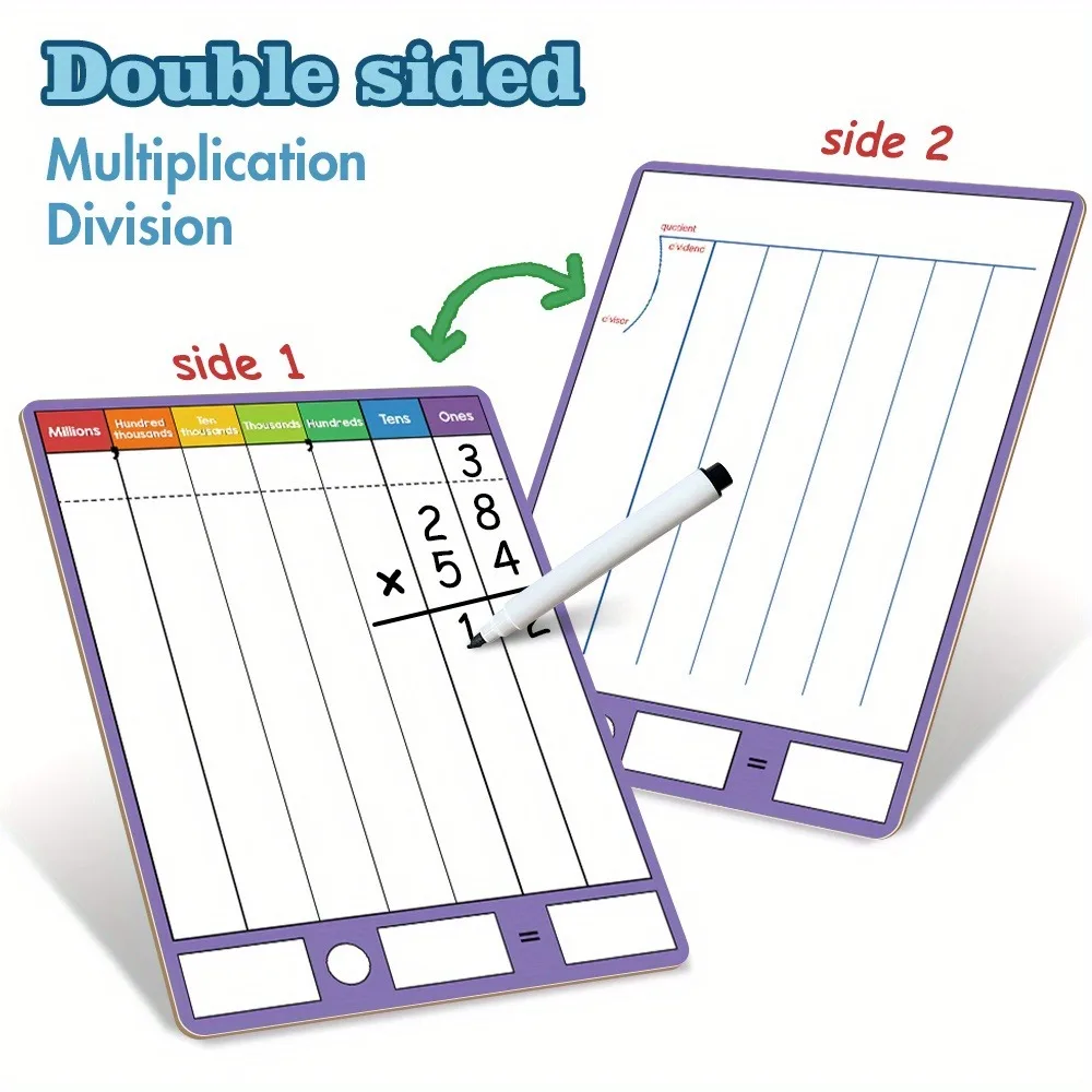 Division Multiplication Chart Double-sided Multiplication Chart Dry Erase Practice White Board Easy to Use Multiplication Table