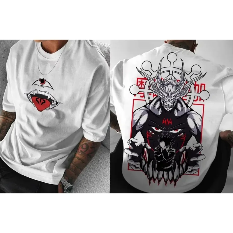 Jujutsu Kaisen-Camiseta con estampado de Anime para hombre y mujer, Top de manga corta informal holgado japonés, novedad de verano 2025, para padres e hijos