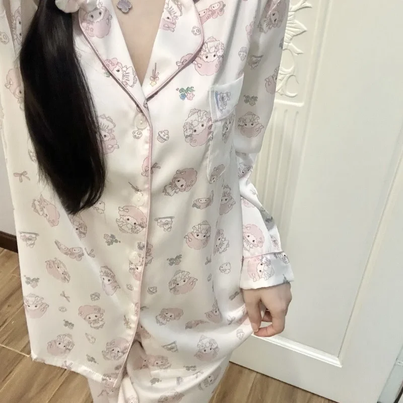 

Женские пижамные комплекты My Sweet Piano, кавайные мультяшные весенне-осенние штаны с длинными рукавами, одежда для сна для отдыха, домашняя одежда, новинка