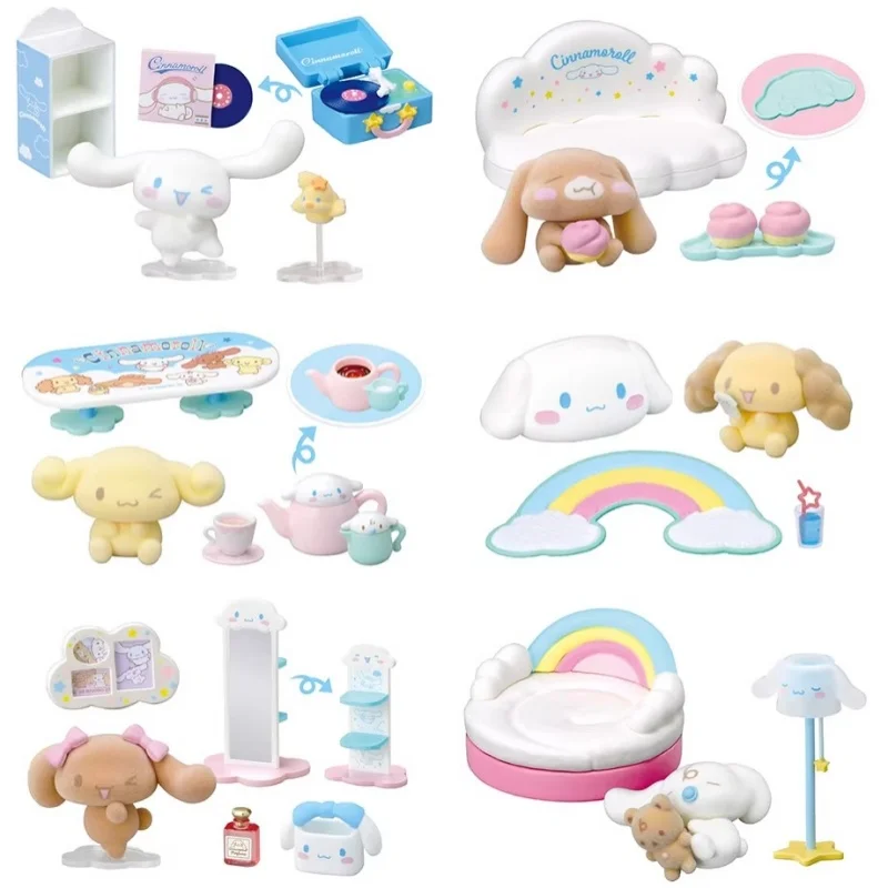 

Re-Ment Original 6Pcs Cinnamoroll's Living Room シナモロール Toys For Kids Gift Collectible Model Ornaments