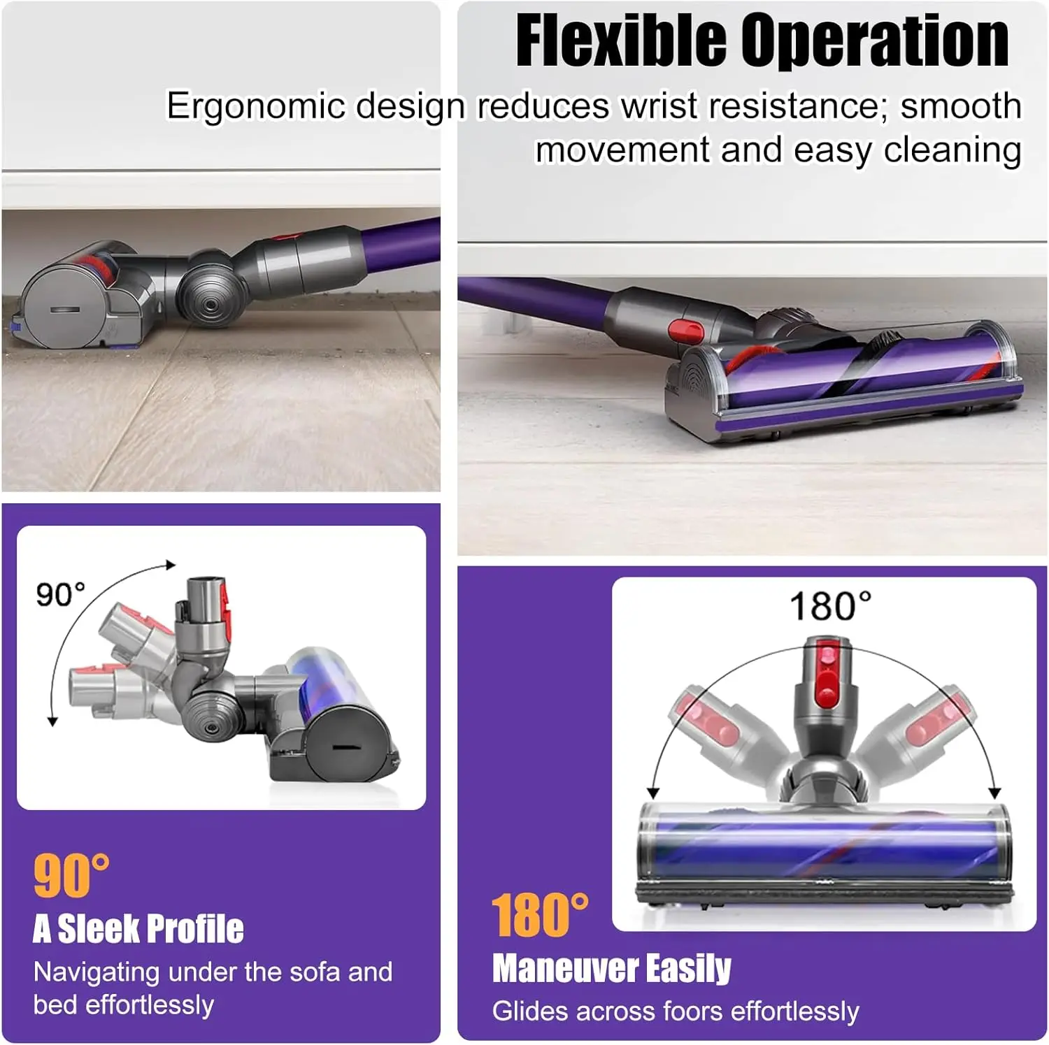 Ferramenta de chão de turbina de cabeça de limpeza de acionamento direto para aspirador de pó sem fio ciclone Dyson V7 V8 V10 V11 V15, cabeça de limpeza de cabeça de motor