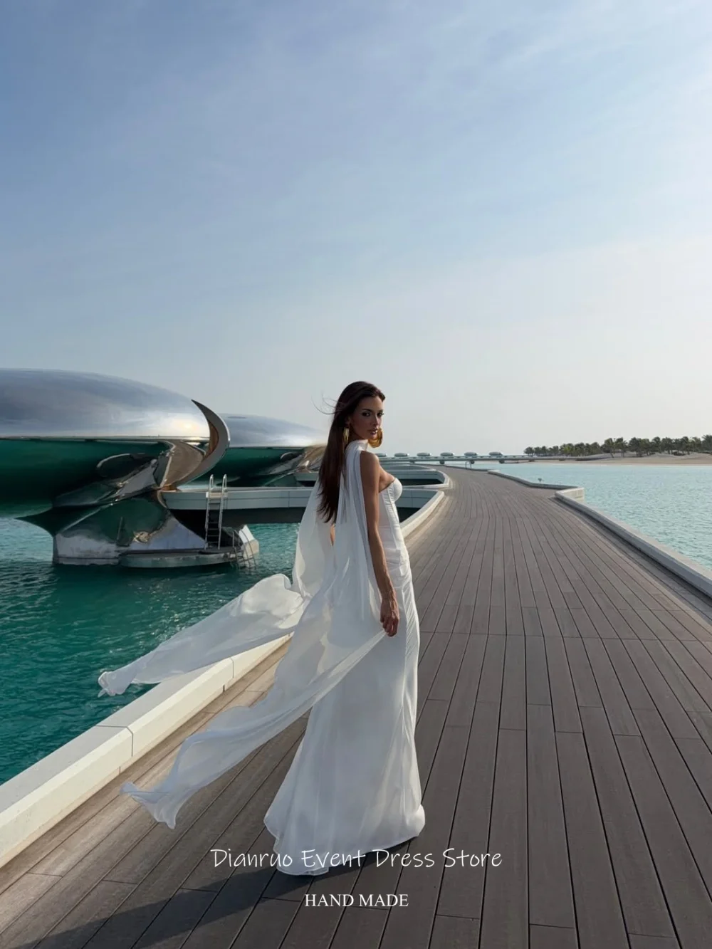 Dianruo Flowing Chiffon Ribbons Wedding Dress Sweetheart Bridal Vestido Princesa Seaside Photoshoot Vestido Femininos Customized