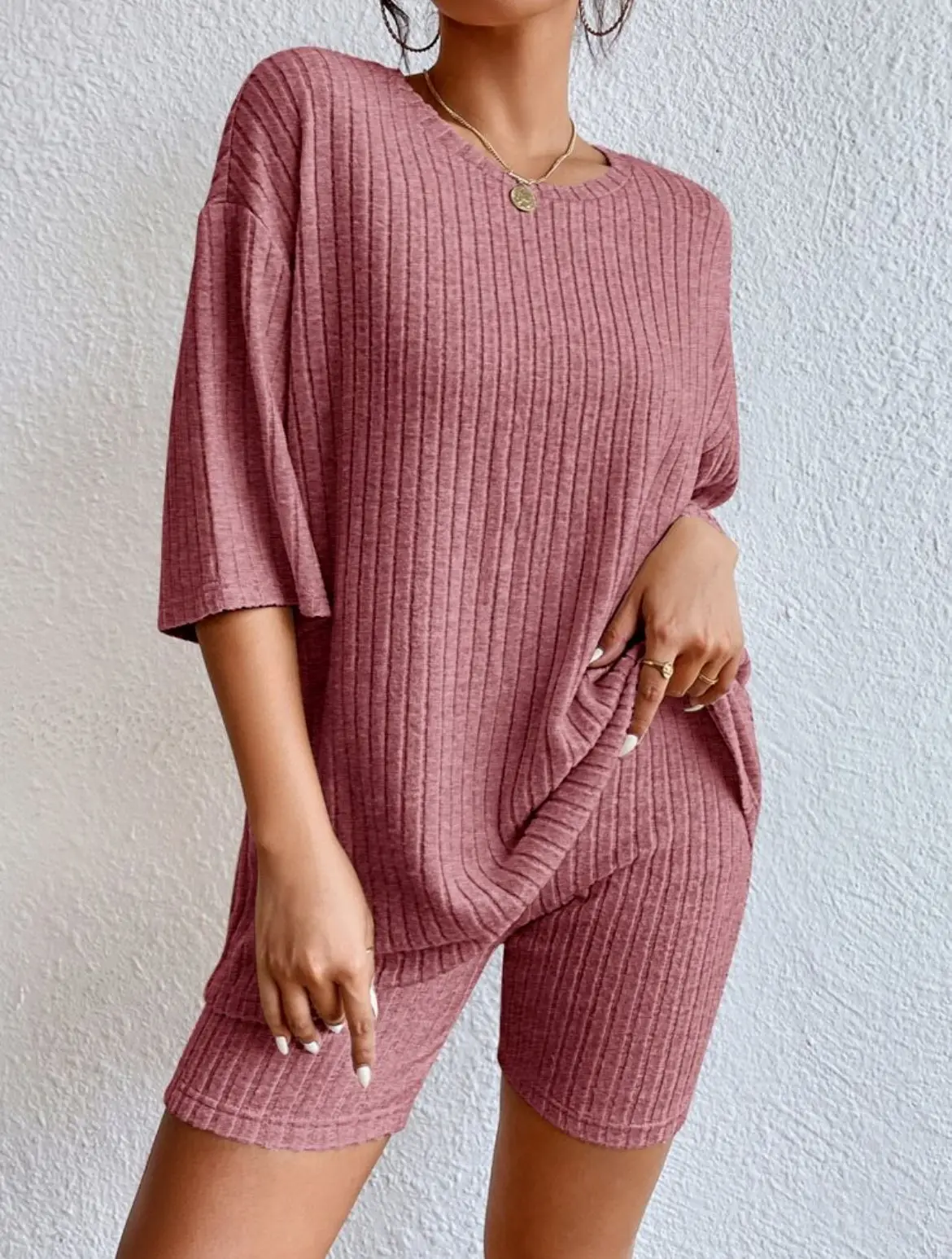 Spring Summer Short Sleeve T Shirt Short Pants Two Piece Set Women Casual Loose O Neck Top High Waist Tracksuit Female Outfits