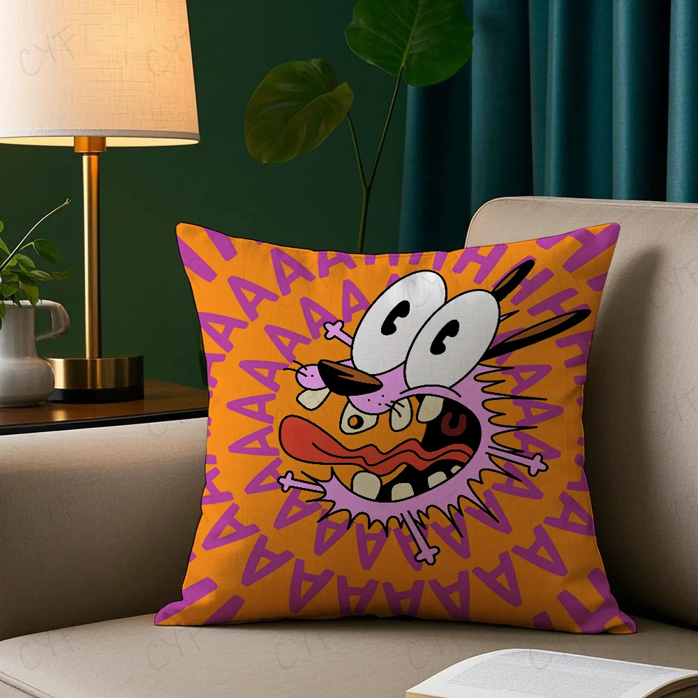 Courage the Cowardly Dog Pillow Case Pillowcase Anti-dustmite Pillow Invisible zipper silky short plush Sofa cushion cover