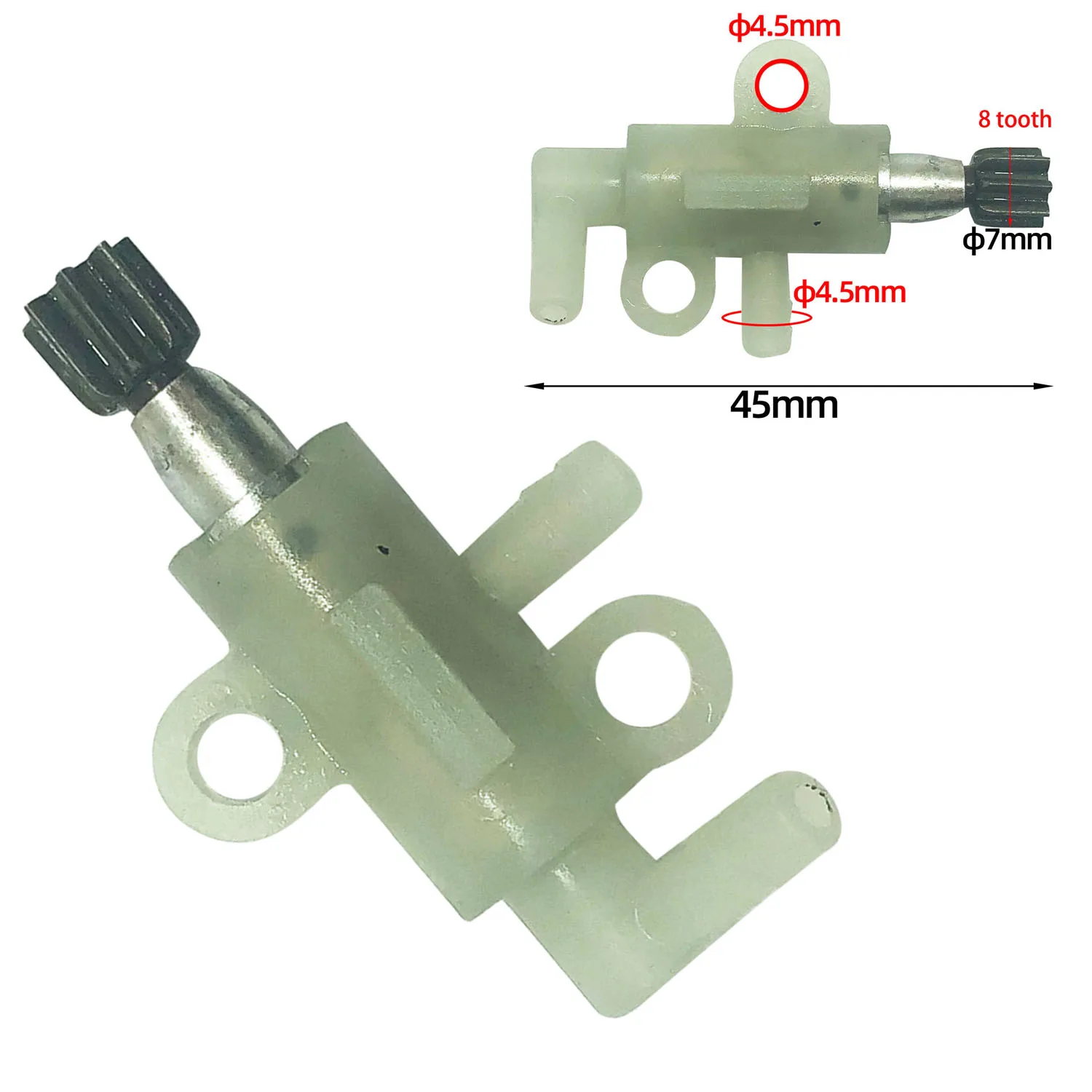 White ABS Electric For Chainsaw Oil Gear Replacement Part For P'ower Saw Lubrication System Accessory 4.5x0.7x0.45cm