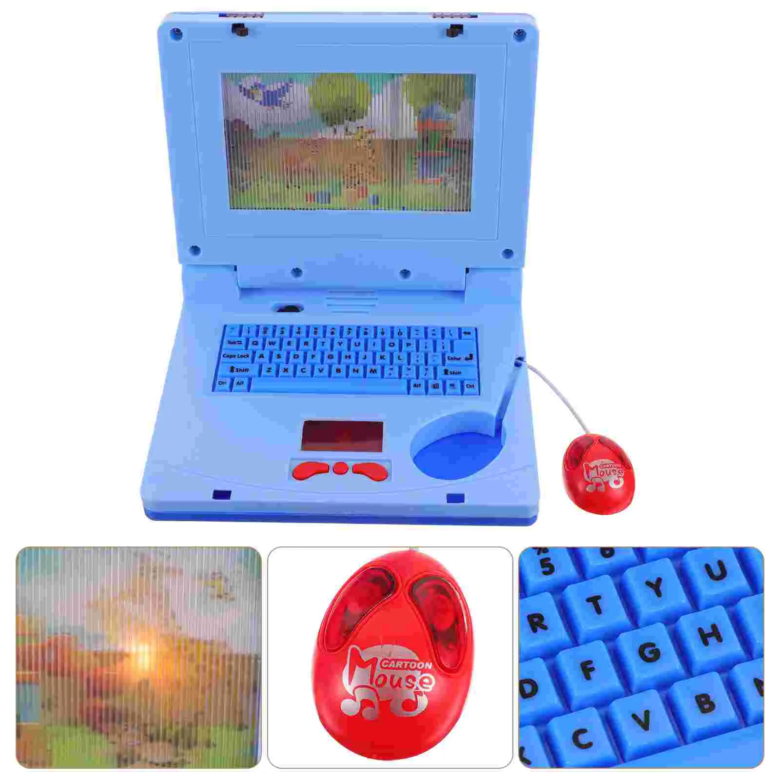 Laptop Kids Plaything Educational Toy Notebook Learning Sky-blue Cartoon Toddler