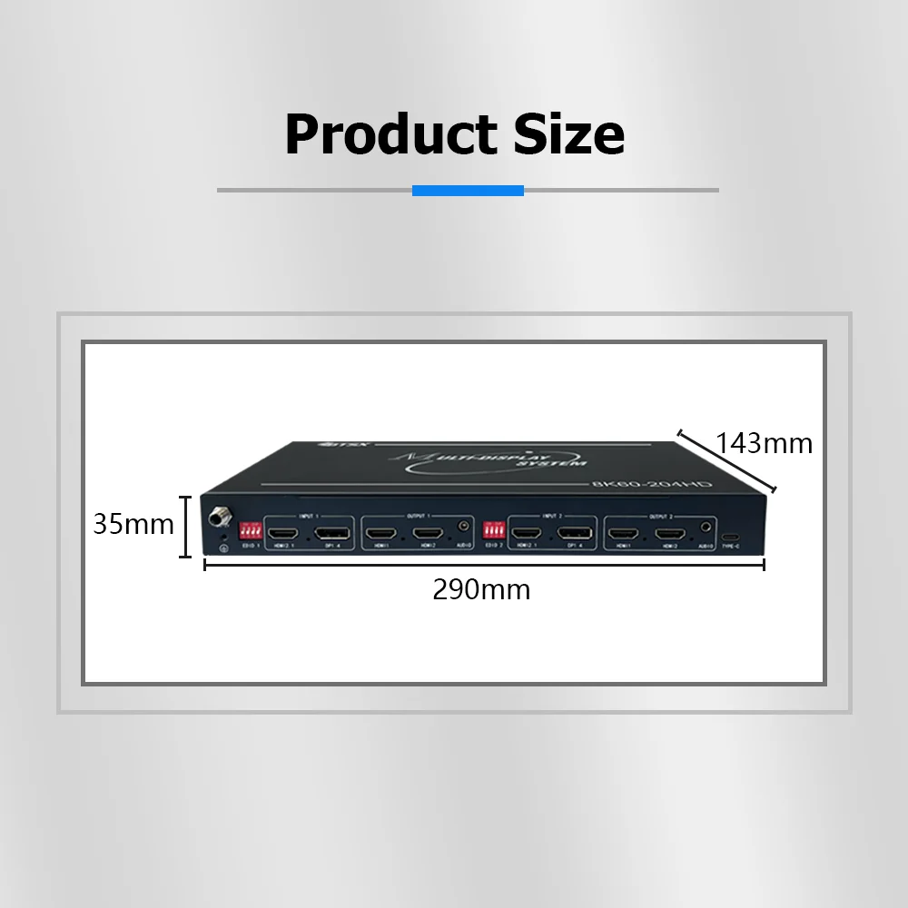 8K60 Multi-screen Expander, pixel to Pixel, 2 in 4 Out, HDMI/DP Port,LED Display Processor,Industrial-grade High-performance