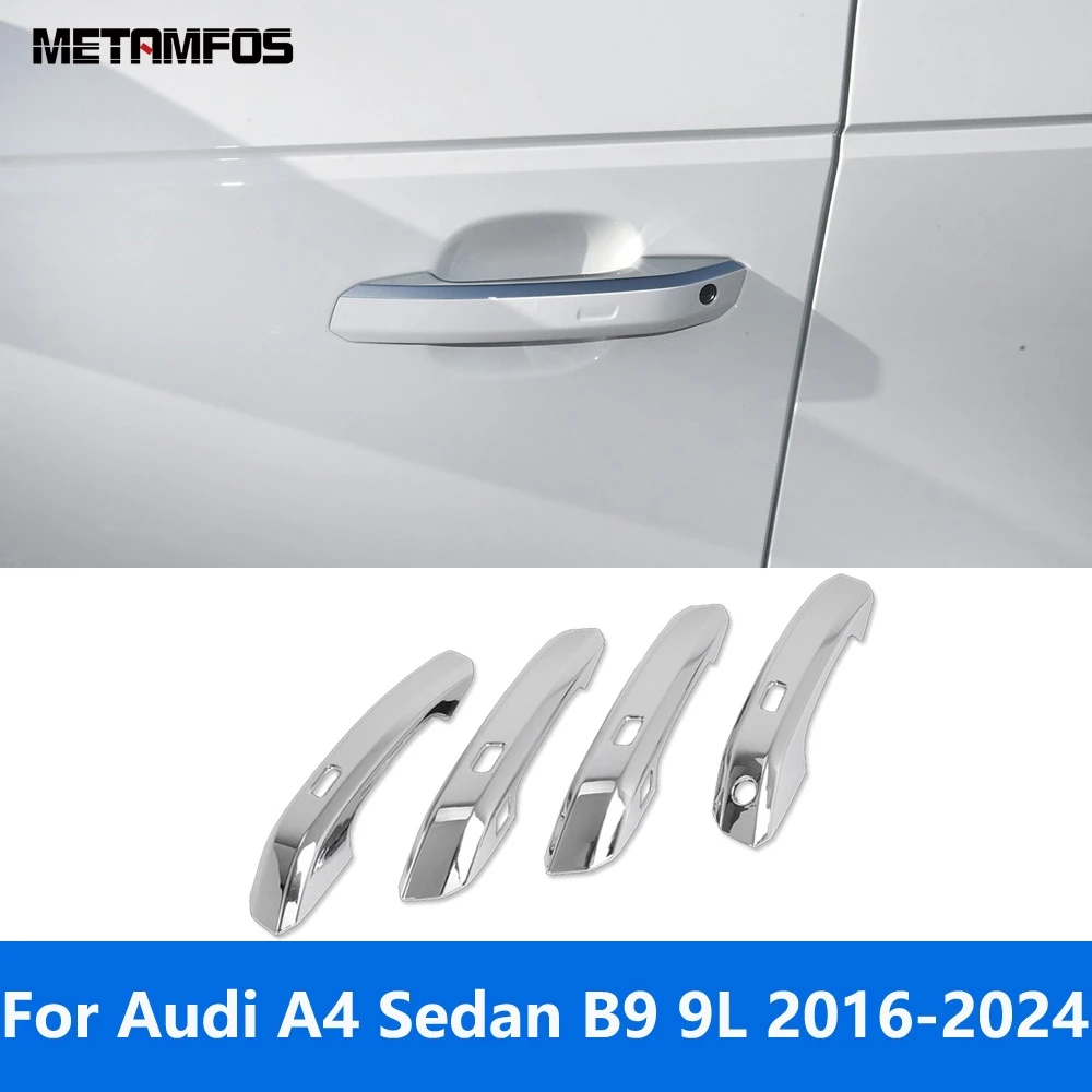 

For Audi A4 Sedan B9 9L 2016-2022 2023 2024 Chrome Side Door Handle Cover Trim Protection Cap Exterior Accessories Car Styling