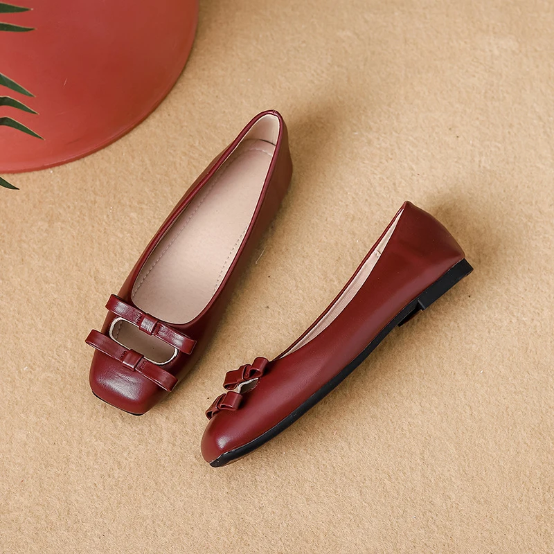 

French-style bow flat shoes for women, 2026 spring and autumn new model, shallow soft-soled granny shoes, 2026 early spring flat