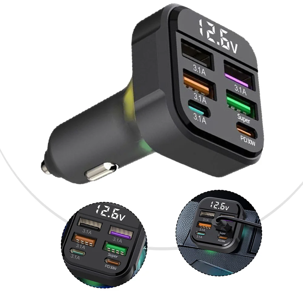 للتنقل اليومي مادة ABS 48 واط 6 ميناء شاحن 12 فولت إلى 24 فولت شاحن السيارة تخصيص الطاقة الديناميكي QC 3.0 شاحن #6