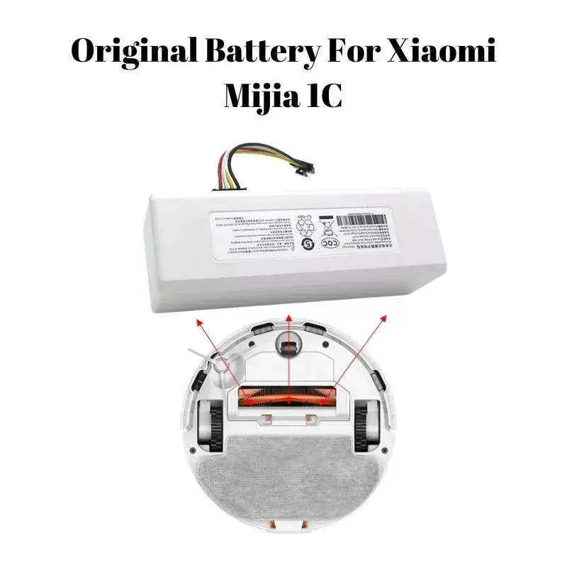 Robot Battery 1C P1904-4S1P-MM 12800mAh for Xiaomi Mijia Mi STYTJ01ZHM Vacuum Cleaner Sweeping Mopping Robot Replacement Battery