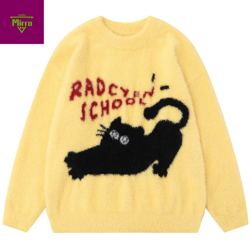 

Cat Graphic Y2K Sweaters Men Streetwear Harajuku Hip Hop Oversized Sweaters Knit Jumpers Casual Loose Sweaters Knitwear